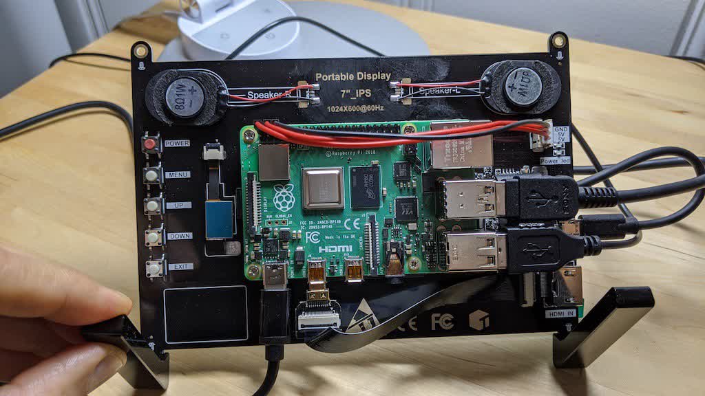 Raspberry Pi 4 mounted on the back of 7&quot; LCD touch panel.